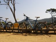 Parking à vélos sur les plages de Porquerolles