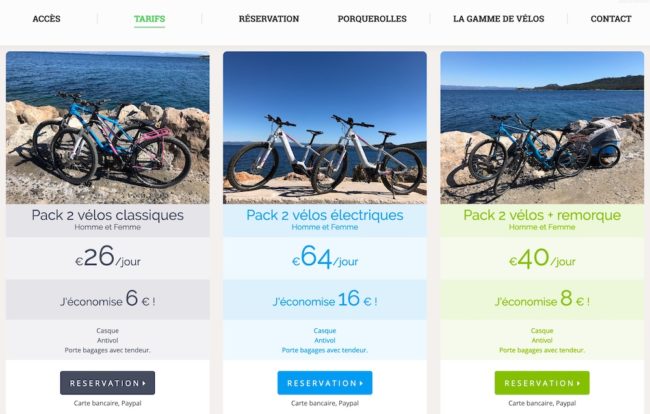 location vélos porquerolles par internet